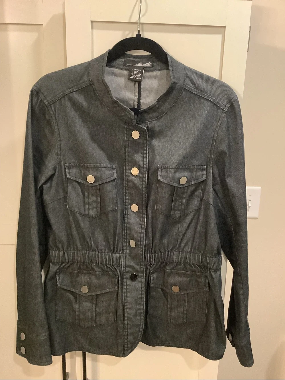 Willi Smith Gray Denim Utility Jacket - Picture 1 of 7